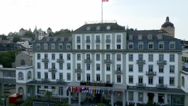 Famoso Hotel Schweizerhof Nel Comune Lucerna Svizzera — Video Stock