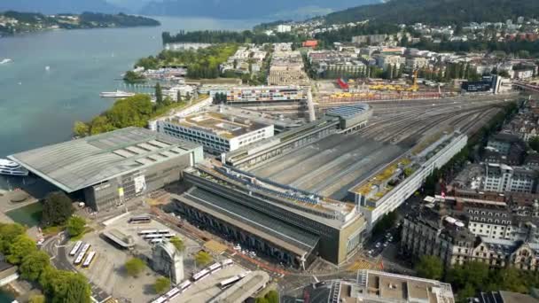 Estação Central Lucerna Suíça Cima — Vídeo de Stock