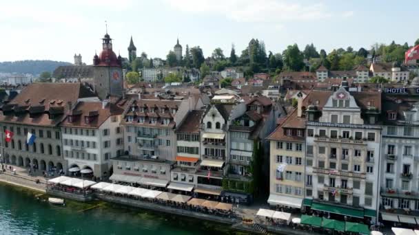 Città Lucerna Svizzera Dall Alto Vista Aerea — Video Stock