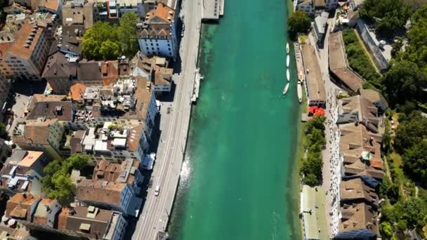 City Zurich Switzerland Aerial View — стоковое видео