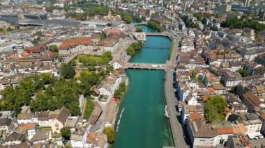 Over the roof-tops of Zurich - the famous city in Switzerland - view from above