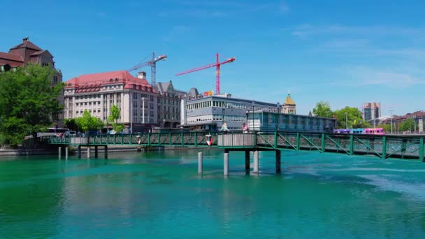 Чудові Мости Через Річку Лімат Цюриху Цюриху Швейцерландія Липня 2022 — стокове відео