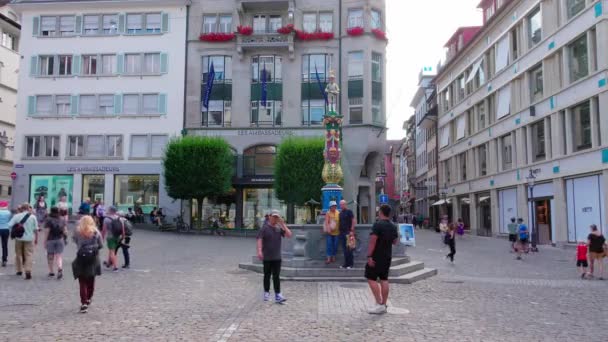 Famous Fountain Old Town Lucerne Lucerne Switzerland July 2022 — Video