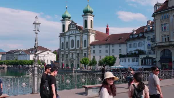 Bridge City Centre Lucerne Lucerne Switzerland July 2022 — Video
