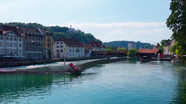 River Reuss City Lucerne — Stock video
