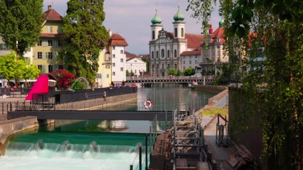 River Reuss City Lucerne — Video Stock