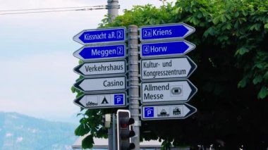 Signposts in the city centre of Lucerne