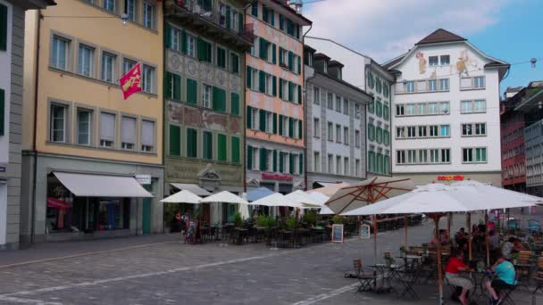 Pedestrian Zone Historic District Lucerne Lucerne Switzerland July 2022 — 图库视频影像