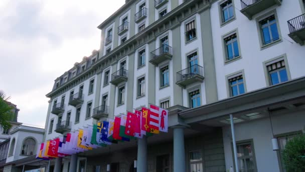 Słynny Hotel Schweizerhof Lucernie Lucerne Switzerland Lipca 2022 — Wideo stockowe