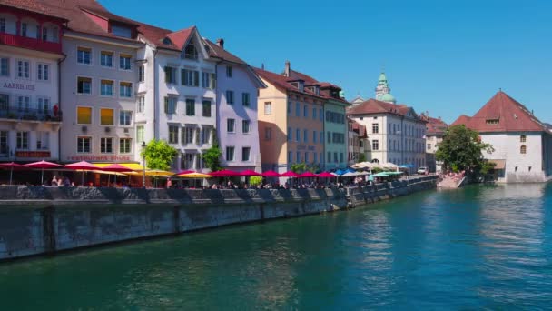 Beautiful Riverside River Aare Solothurn Solothurn Switzerland July 2022 — 图库视频影像