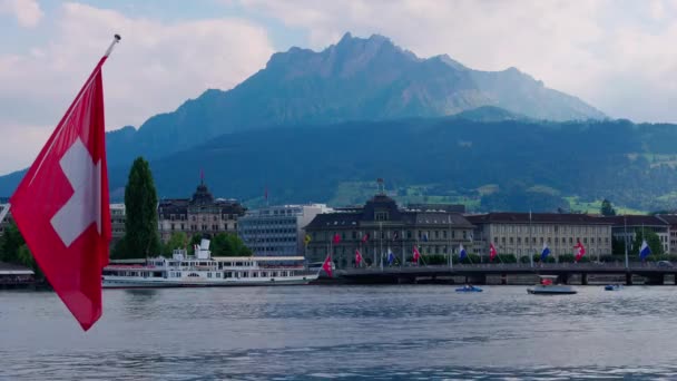 Beautiful Mountain Panorama Lake Lucerne Lucerne Switzerland July 2022 — Stok video