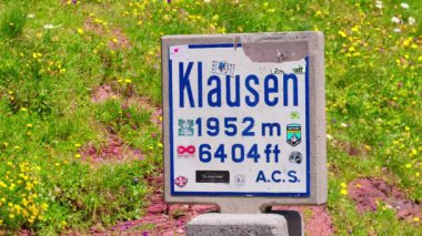 On the top of Klausenpass the famous High Alpine Road in Switzerland