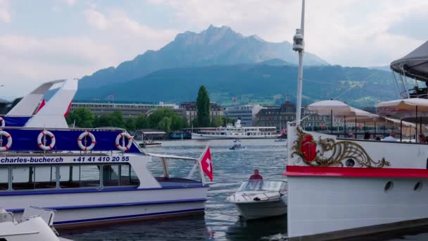 Boats Lake Lucerne Lucerne Switzerland July 2022 — 图库视频影像