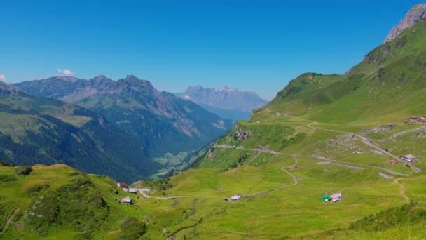 Panoramic View Mountains Klausen Pass Switzerland — ストック動画