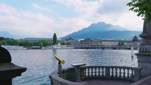 Славетне Озеро Люцерн Під Назвою Vierwaldstatter See Lucerne Switzerland July — стокове відео