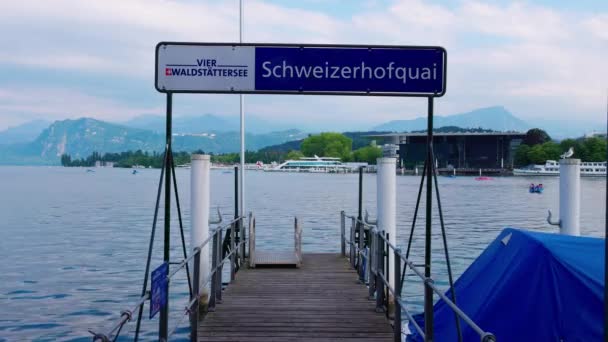Famous Schweizerhof Quay Lake Lucerne Lucerne Switzerland July 2022 — Wideo stockowe