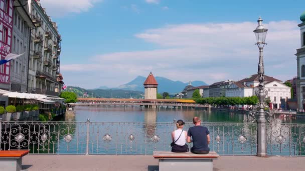 Historic Centre Lucerne Chapel Bridge Lucerne Switzerland July 2022 — Video Stock