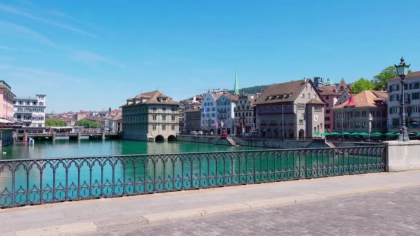 River Limmat City Zurich Switzerland — Αρχείο Βίντεο