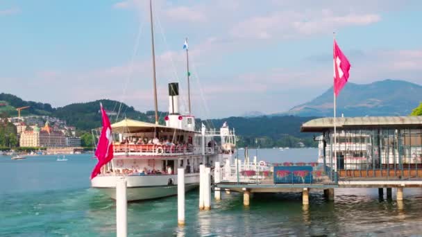 Sightseeing Boat Lake Lucerne Lucerne Switzerland July 2022 — Wideo stockowe