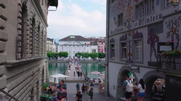 Walk Old Town Lucerne Lucerne Switzerland July 2022 — Video Stock