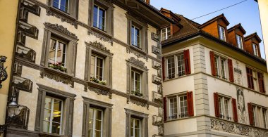 Lucerne Eski Kasabası 'ndaki tarihi binalar - seyahat fotoğrafçılığı