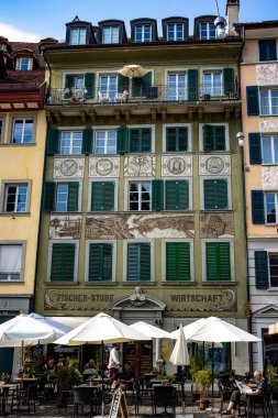 Wonderfully painted house in the city center of Lucerne - LUCERNE, SWITZERLAND EUROPE - JULY 14, 2022
