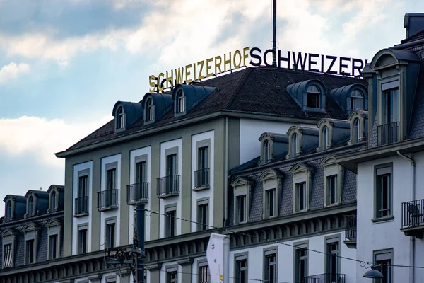 Famous Hotel Schweizerhof Lucerne Lucerne Switzerland Europe July 2022 — Φωτογραφία Αρχείου