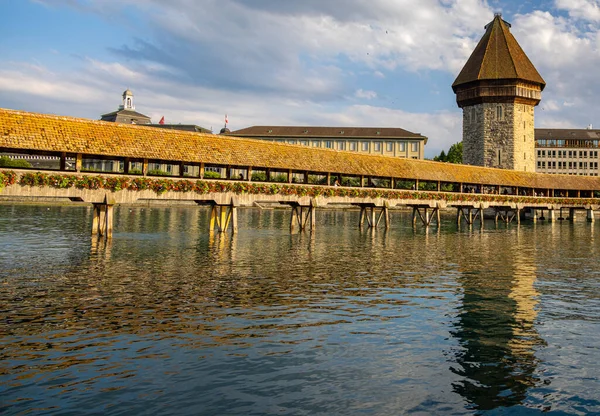 Famous Chapel Bridge City Lucerne Travel Photography — Zdjęcie stockowe