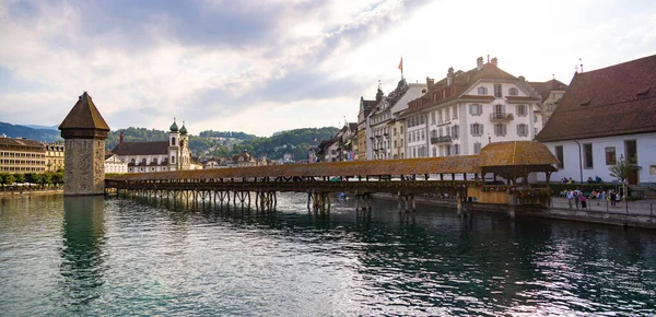 Famous Chapel Bridge City Lucerne Travel Photography — Photo