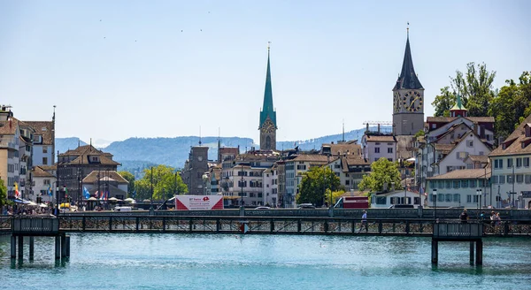 Beautiful View River Limmat City Center Zurich Switzerland Europe Zurich — Photo