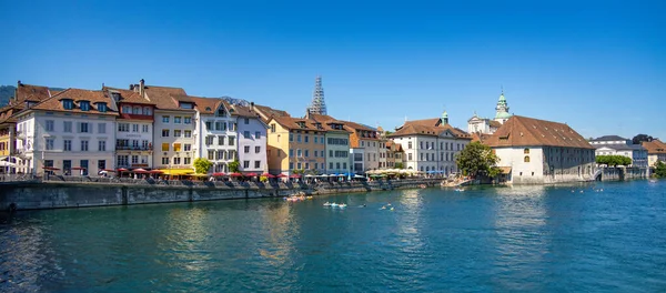 Panoramic View River Aare City Center Solothurn Travel Photography — Φωτογραφία Αρχείου