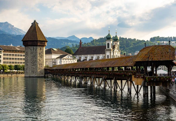 Famous Chapel Bridge City Lucerne Travel Photography — Photo