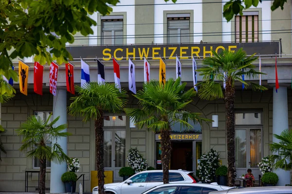 Famous Hotel Schweizerhof Lucerne Lucerne Switzerland Europe July 2022 — Foto de Stock