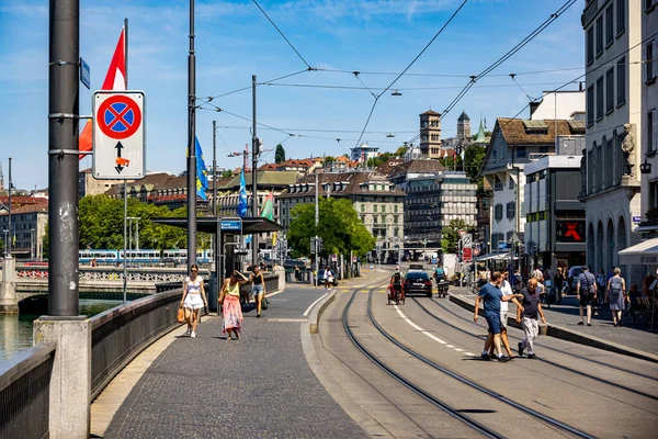 Pemandangan Jalan Distrik Kota Tua Zurich Zurich Switzerland Europe July — Stok Foto