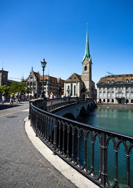 Beautiful Munster Bridge City Center Zurich Zurich Switzerland Europe July — Foto de Stock