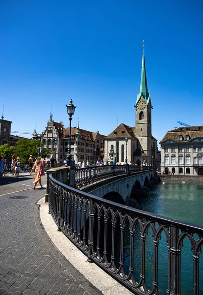 Bridge Limmat Zurich Zurich Switzerland Europe July 2022 — Foto de Stock