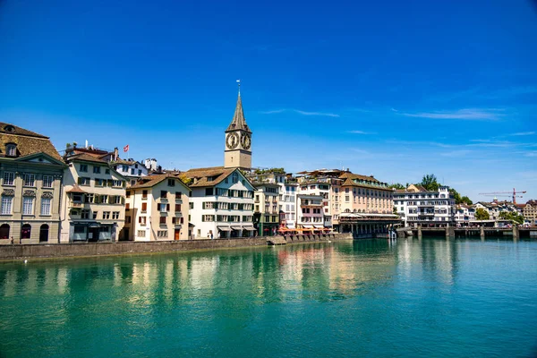 River Limmat City Zurich Switzerland Travel Photography — стокове фото