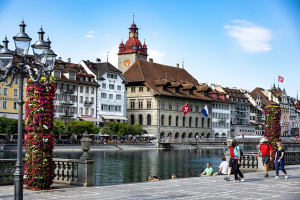 Zabytki Starym Mieście Lucerna Lucerne Szwajcaria Europa Lipiec 2022 — Zdjęcie stockowe