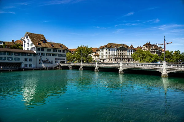 Beautiful City Center Zurich Switzerland River Limmat Travel Photography — Fotografia de Stock