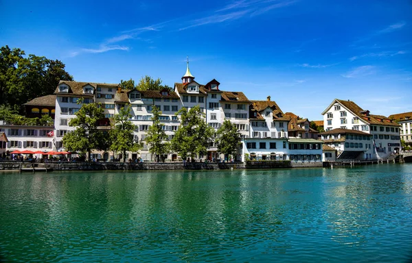 Beautiful City Center Zurich Switzerland River Limmat Travel Photography — Photo