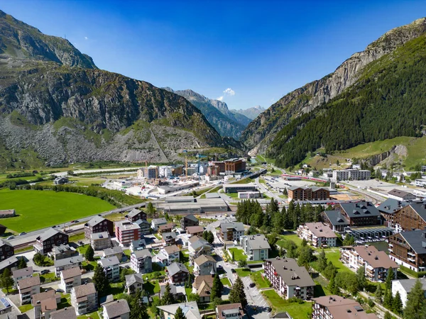 Vesnice Andermatt Švýcarsku Shora Letecký Pohled — Stock fotografie