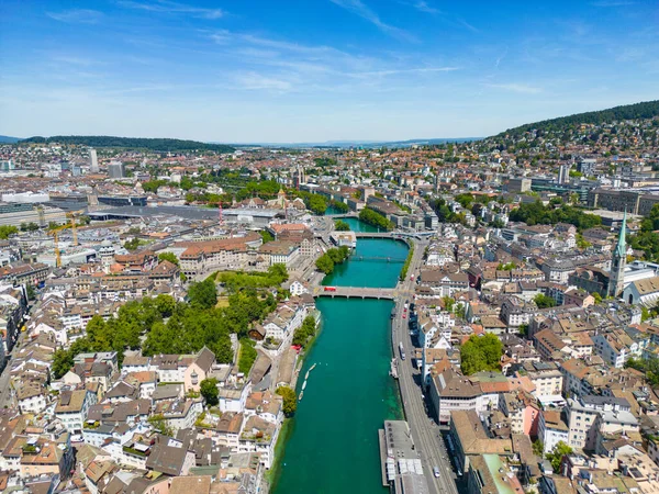 Aerial View City Center Zurich Switzerland River Limmat — Stock fotografie