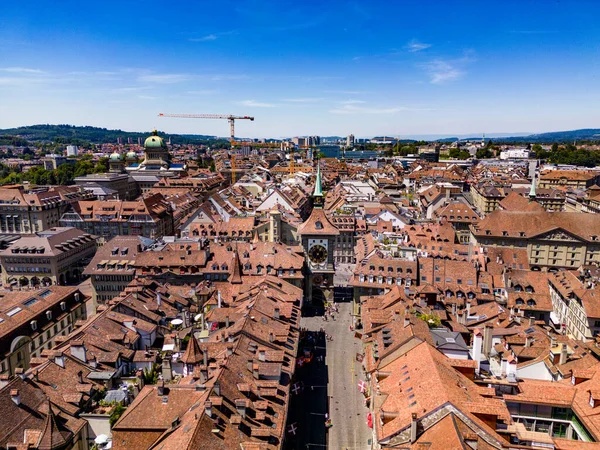 The historic buildings in the city center of Bern Switzerland - aerial view
