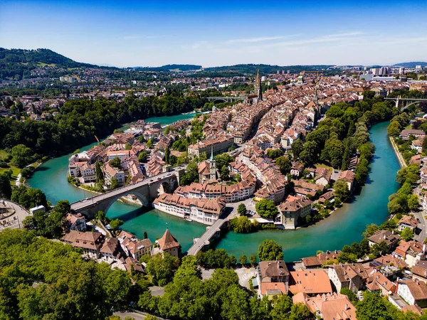 Cidade Berna Suíça Cima Capital Vista Aérea — Fotografia de Stock