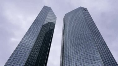 Deutsche Bank Twin Towers in the financial district in the city of Frankfurt - FRANKFURT MAIN, GERMANY - JULY 12, 2022