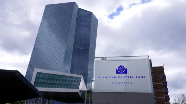 Ezb Gebouw Europese Centrale Bank Stad Frankfurt Frankfurt Main Duitsland — Stockvideo