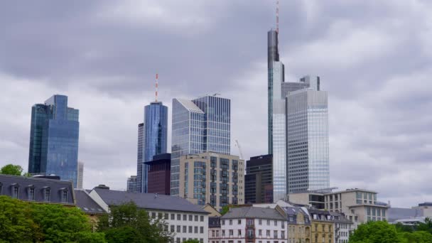 Bank Towers Financial District City Frankfurt Frankfurt Main Germany July — Stockvideo