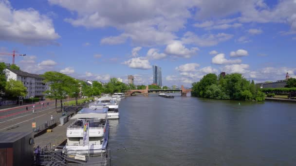 River Main City Frankfurt Frankfurt Main Germany July 2022 — Stockvideo