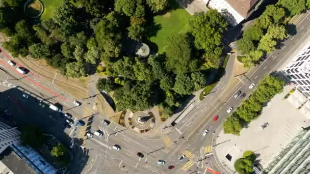 Traffic City Basel Switzerland Aerial View Travel Photography — Stockvideo