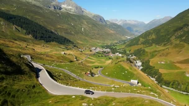Furka Pass Mountain Road Switzerland Travel Photography — Wideo stockowe